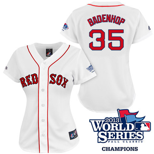 Burke Badenhop #35 mlb Jersey-Boston Red Sox Women's Authentic 2013 World Series Champions Home White Baseball Jersey